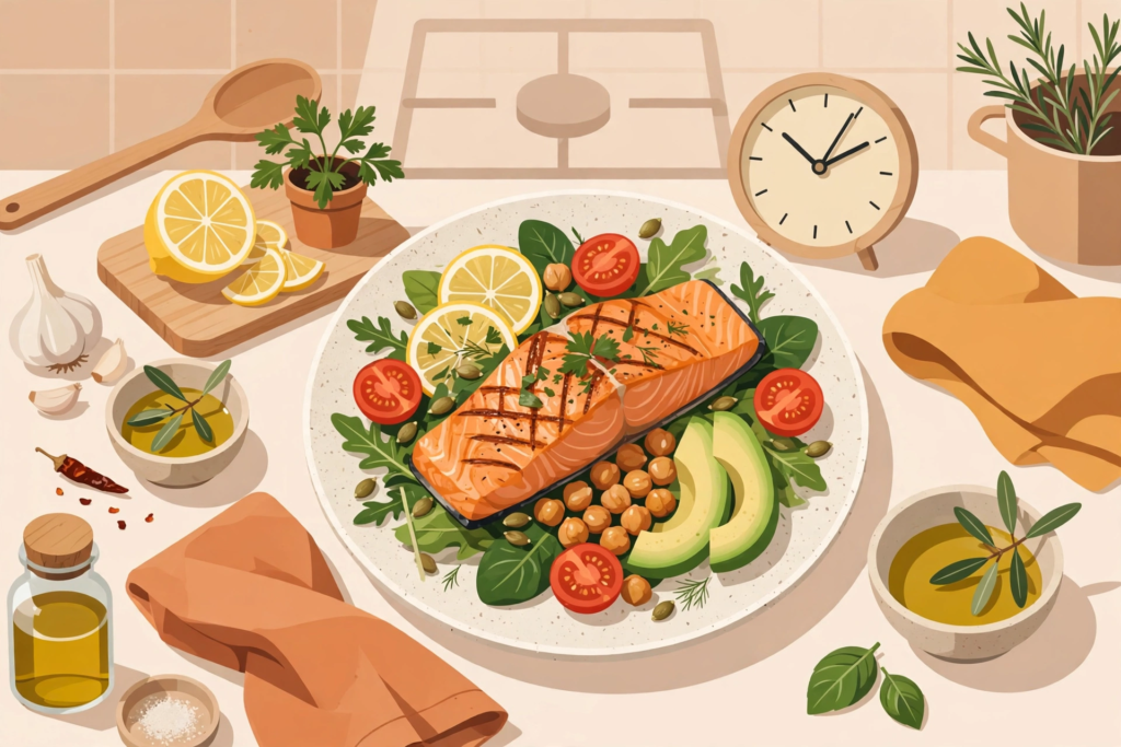 Quick 10-minute dinner plate for beginners